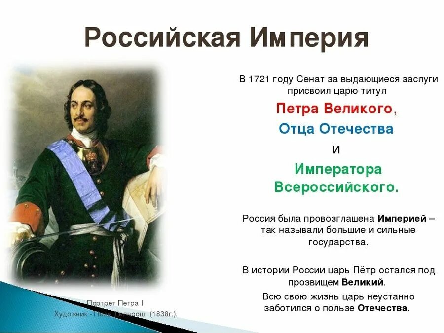 Титуле Петра Великого:. Титул Петра первого с 1721. 4 россия стала империей в