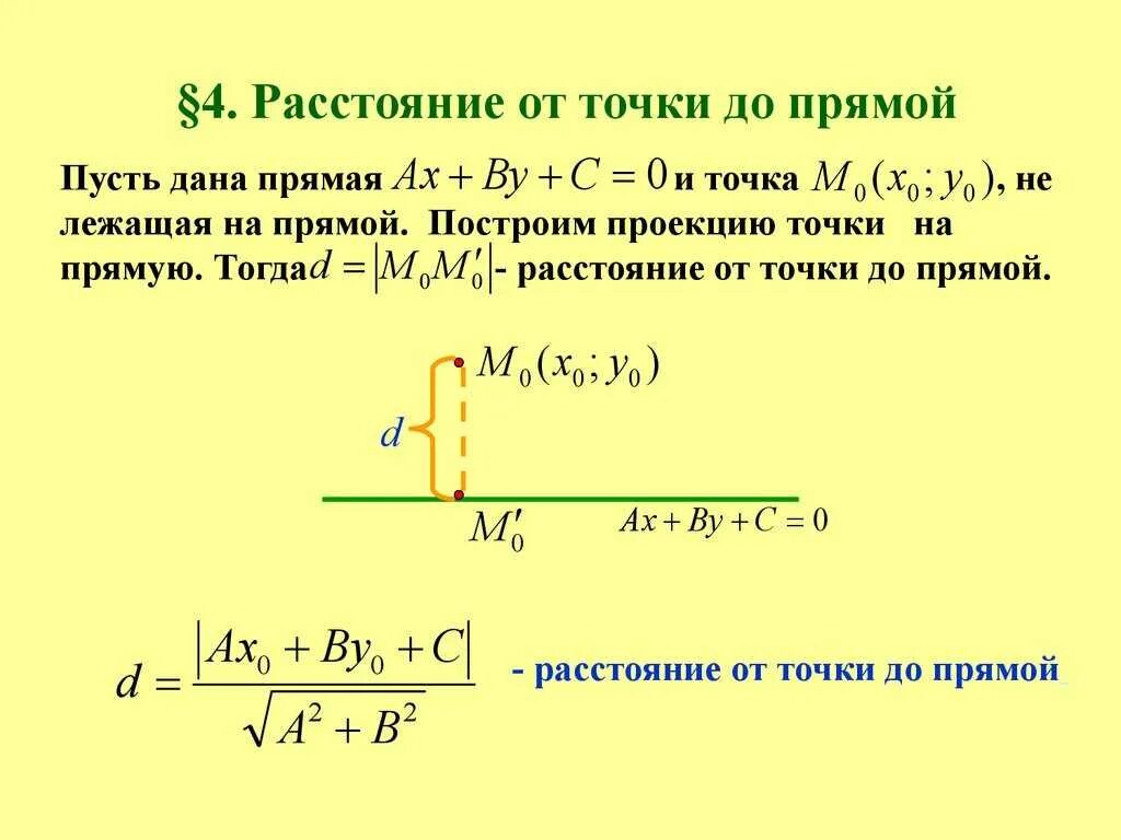 Форма расстояния между двумя точками. Формула нахождения расстояния от точки до прямой. вычисление расстояния от точки до прямой в пространстве.