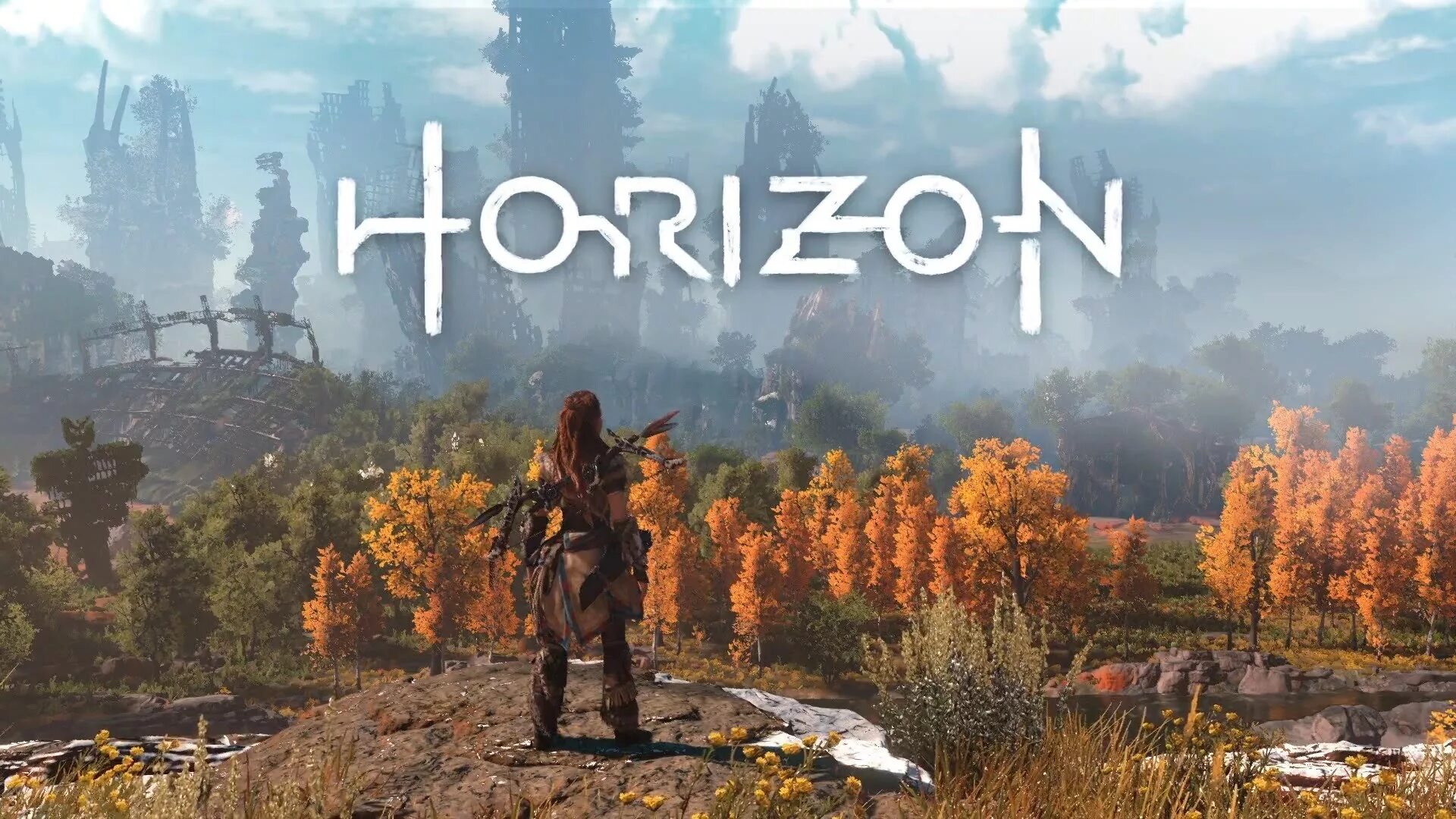 Horizon открытый мир. Горизонт игра. Horizon Zero Dawn Постер. Horizon Zero Dawn надпись.