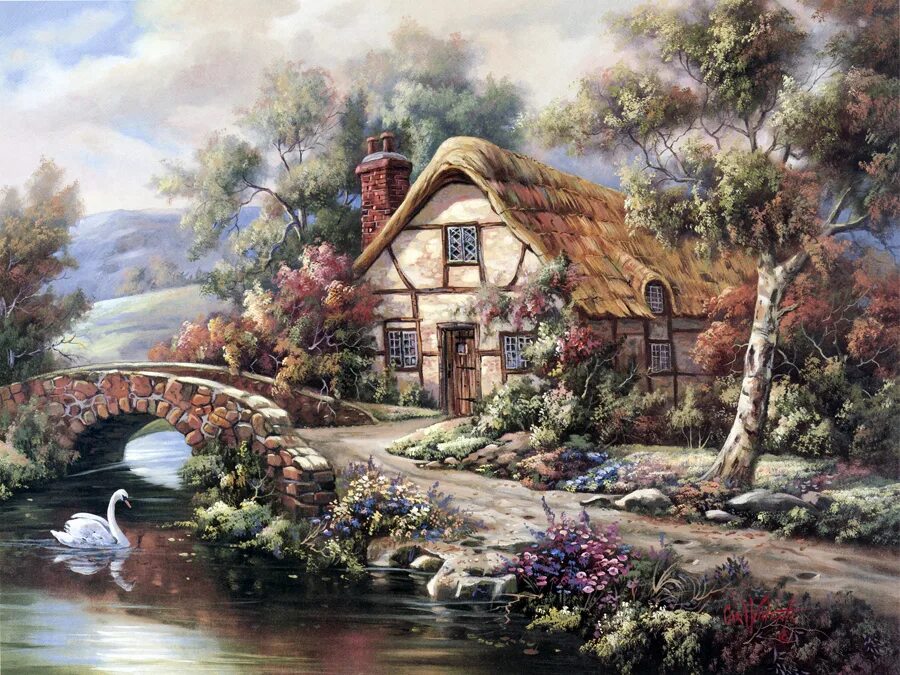 Картина домик. Томас Кинкейд водяная мельница. Карл Валенте. Carl Valente художник. Томас Кинкейд картины водяная мельница.