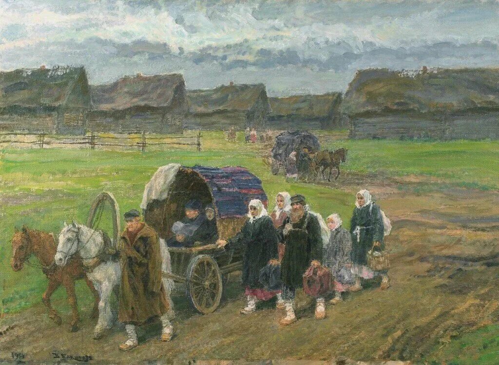 Жизнь крестьянская семья. Картины 20 века в.н. Бакшеев.