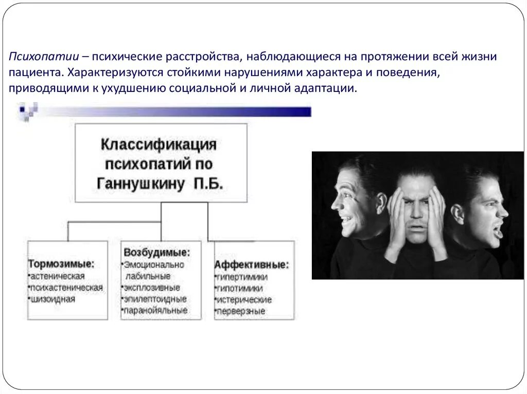 Причины формирования психопатий. Психические и поведенческие расстройства. Патологическая личность. Тяжелые психические расстройства.