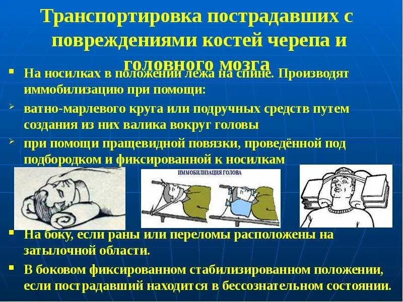 1 помощь при ранении головы. Транспортная иммобилизация при переломе черепа. иммобилизация при ушибе головы. транспортировка при травме головы. иммобилизация при переломе костей черепа.