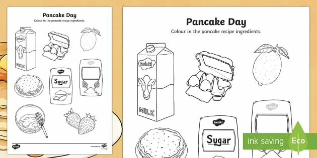 Pancakes worksheets for kids