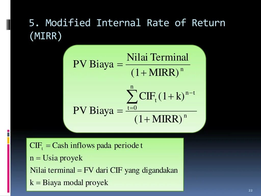 Internal rate of return. Modified internal rate of return. модифицированный irr. форма для определения mirr.