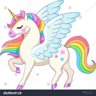 Cute Cartoon Pegasus Rainbow Mane Vector Stock Vector (Royalty Free) 152564...