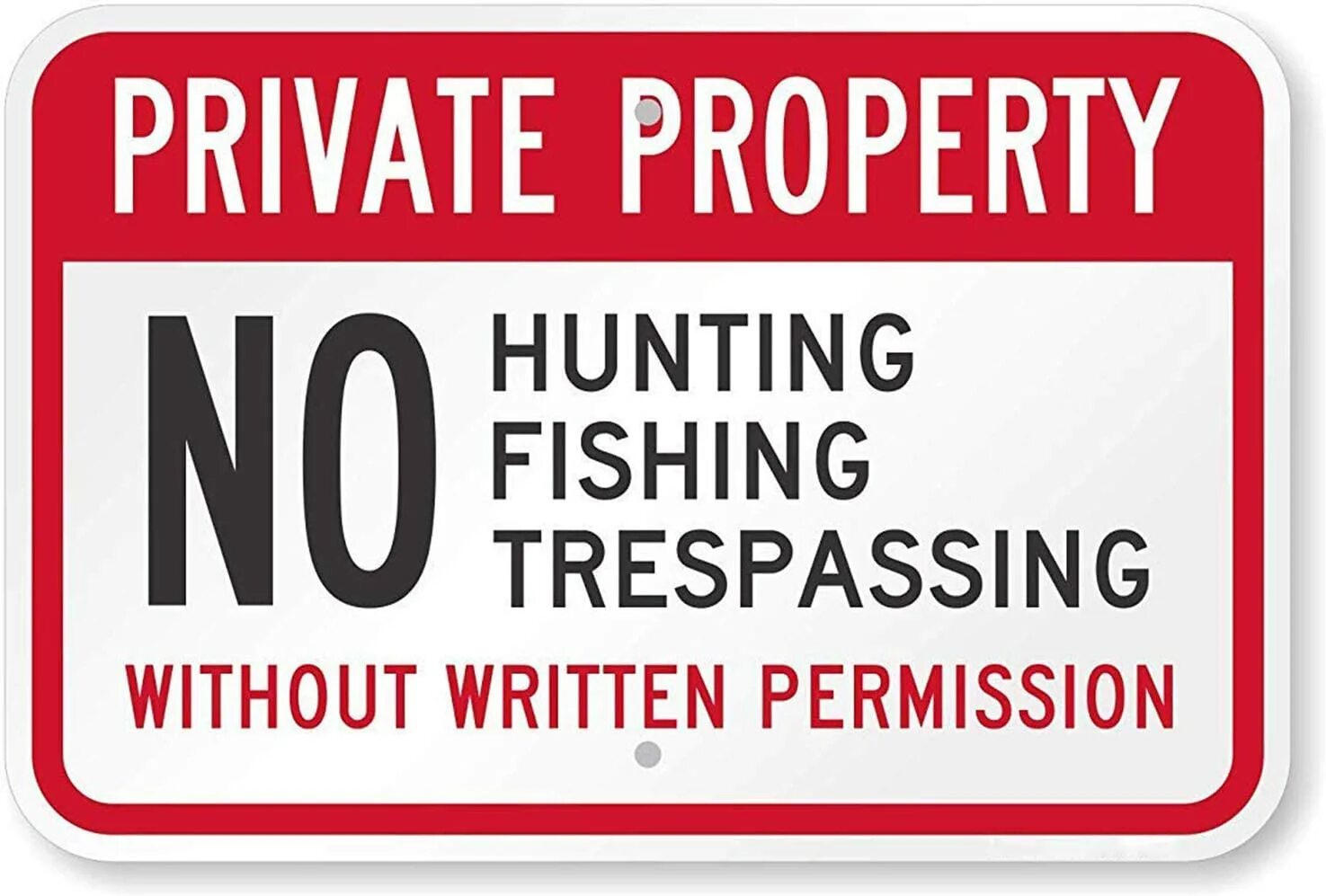 No property found for type. No hunting sign. private property. no fishing sign. permissive signs.