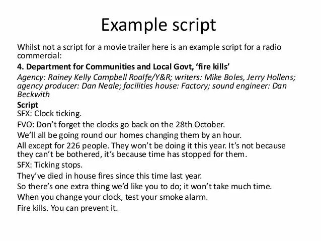 Script example. Script to movie. Script instances