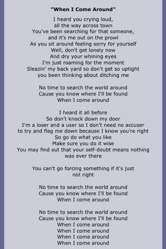 Around me на русском. Текст песни around the World. Great Days текст. Green Day when i come around. Around the World песня перевод.