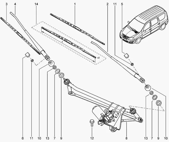 Как снять щетки стеклоочистителя лада ларгус Щетка стеклоочистителя LADA Largus/Лада Ларгус К-Т 2 шт 600/450 мм 6001550815/43