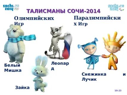 Талисманы зимних олимпийских игр 2014 года