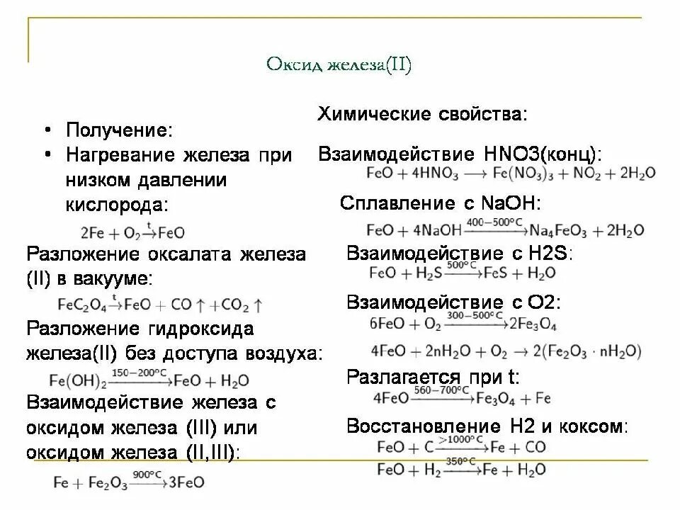 Гидроксиды разлагаются при нагревании список. Характеристика гидроксида железа 2. Разложение гидроксида железа три. Оксид железа(II). Реакции с оксидом железа 2.