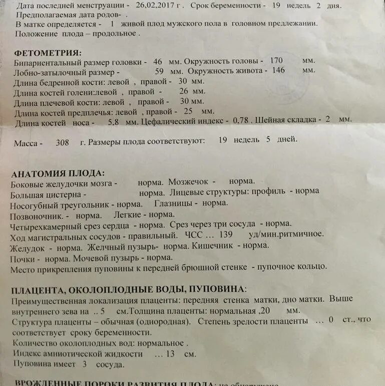 Определение предполагаемой массы плода алгоритм