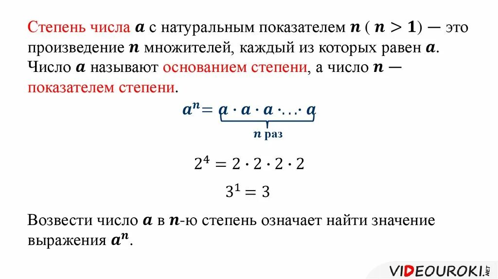 Представьте степень числа 2 число. Степени чисел. Как найти основание степени.