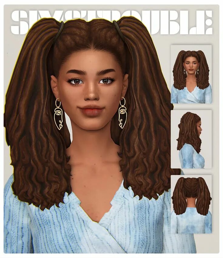 Simstrouble. Simstrouble sims 4 hair. хвостики симс 4. симс 4 волосы хвостик. прическа с двумя хвостиками симс 4.