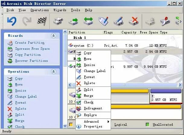 Acronis disk server. Acronis disk director server. дефрагментация диска партишен мэджик.
