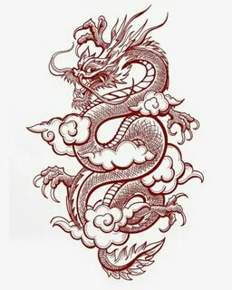 Красный китайский дракон тату