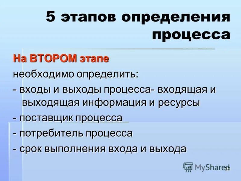 На данном этапе нужно. Вход процесса это определение. Определить Назначение. Определить границы процесса. Назначать определять.