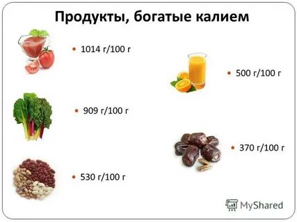 Калий какие продукты содержат в большом количестве