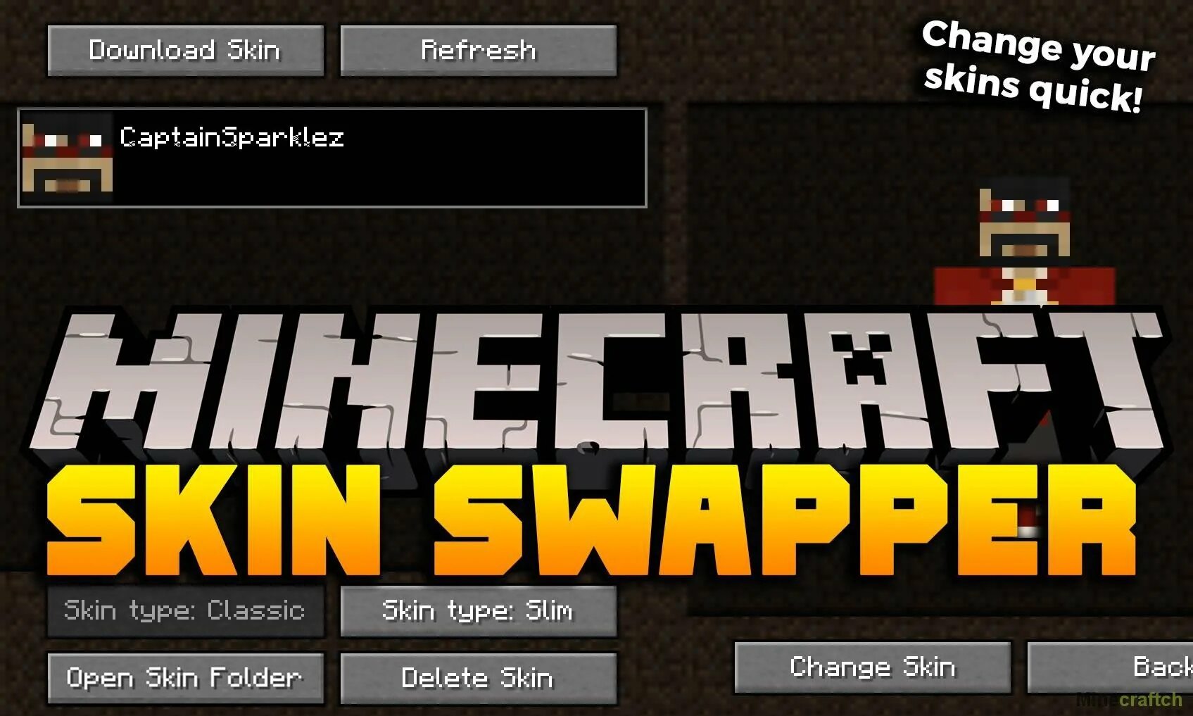 Как поменять скин в майнкрафт лаунчер. Changed мод майнкрафт. Skin Changer Minecraft Mod. Мод Skin Swapper 1.16.5. Changed скины для майнкрафт.