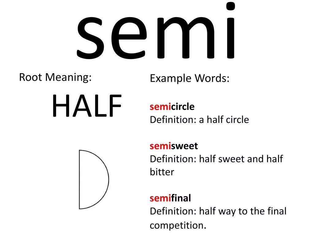 Rooting meaning. Semi приставка в английском. Semi или half. Semi meaning. Примеры Semi.