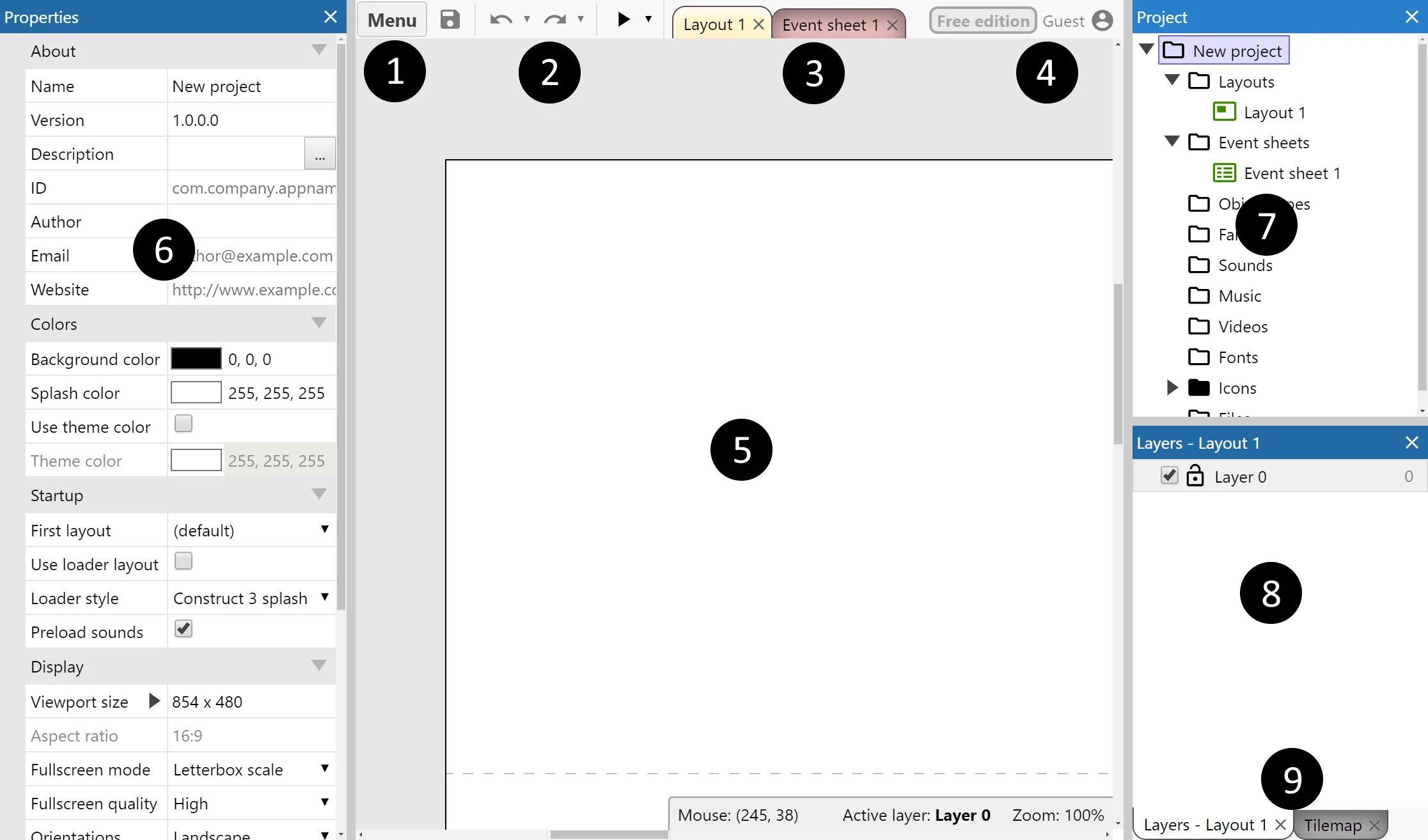 Construct 3 на пк. Construct 3 интерфейс. констракт 3. движок констракт. construct 3 editor.