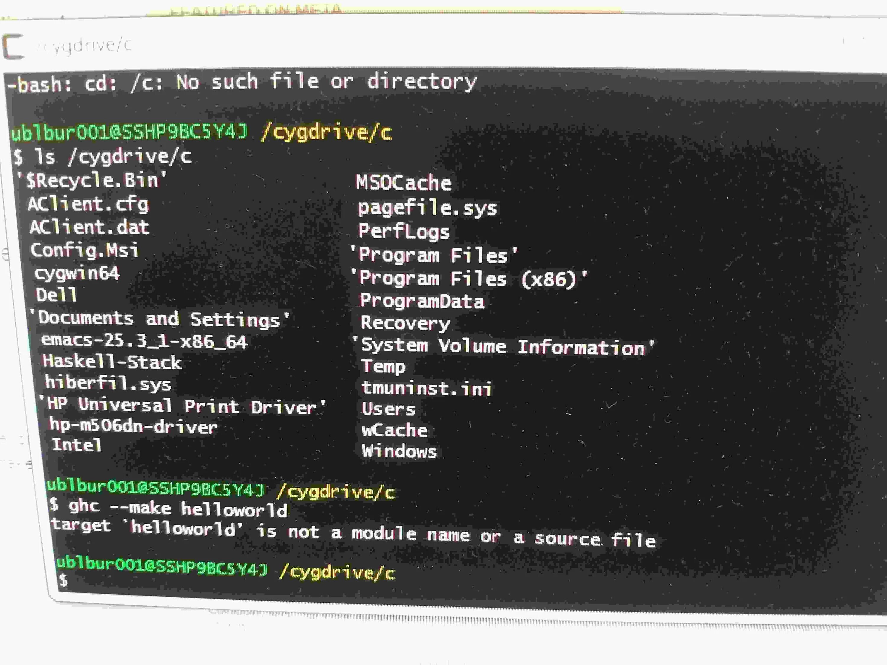 Bin bash no such file. Haskell код. Haskell язык программирования. Haskell пример кода. Cygwin команда CD.