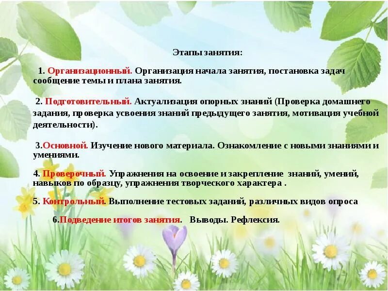Конспект дополнительного образования