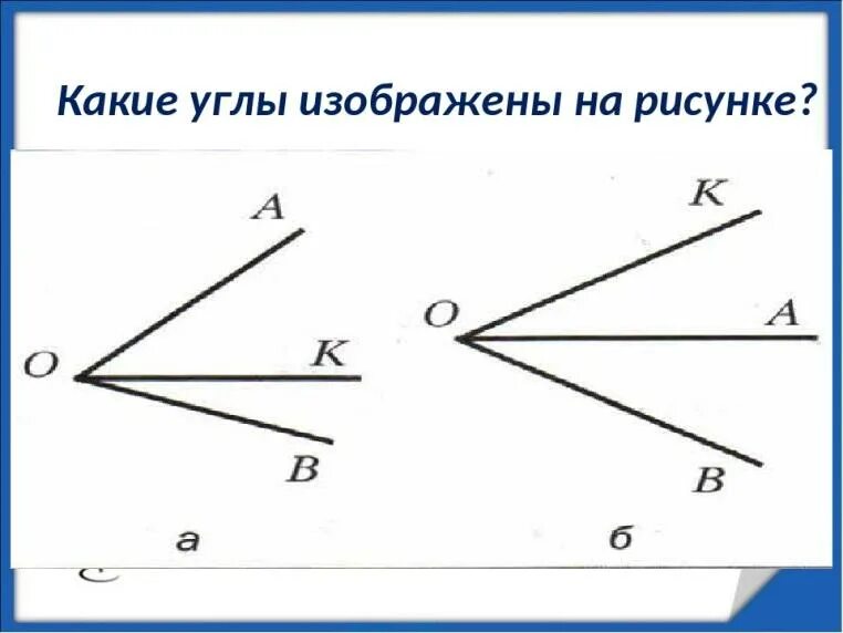 Какие углы изображены на рисунке. Сколько углов на рисунке. Начертить все виды углов. Построить все виды углов.