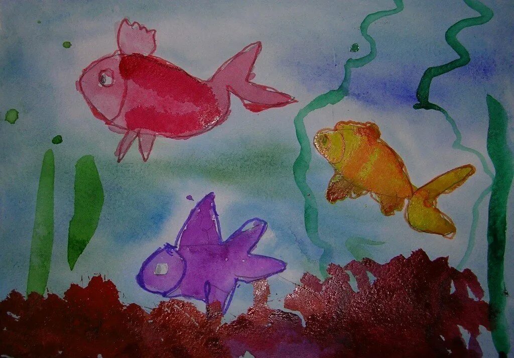 Рисование аквариум с рыбками младшая группа. Рыбки в аквариуме рисование. Рисование для детей подводный мир. Рисование красками подводный мир. Сюжетное рисование в детском саду.