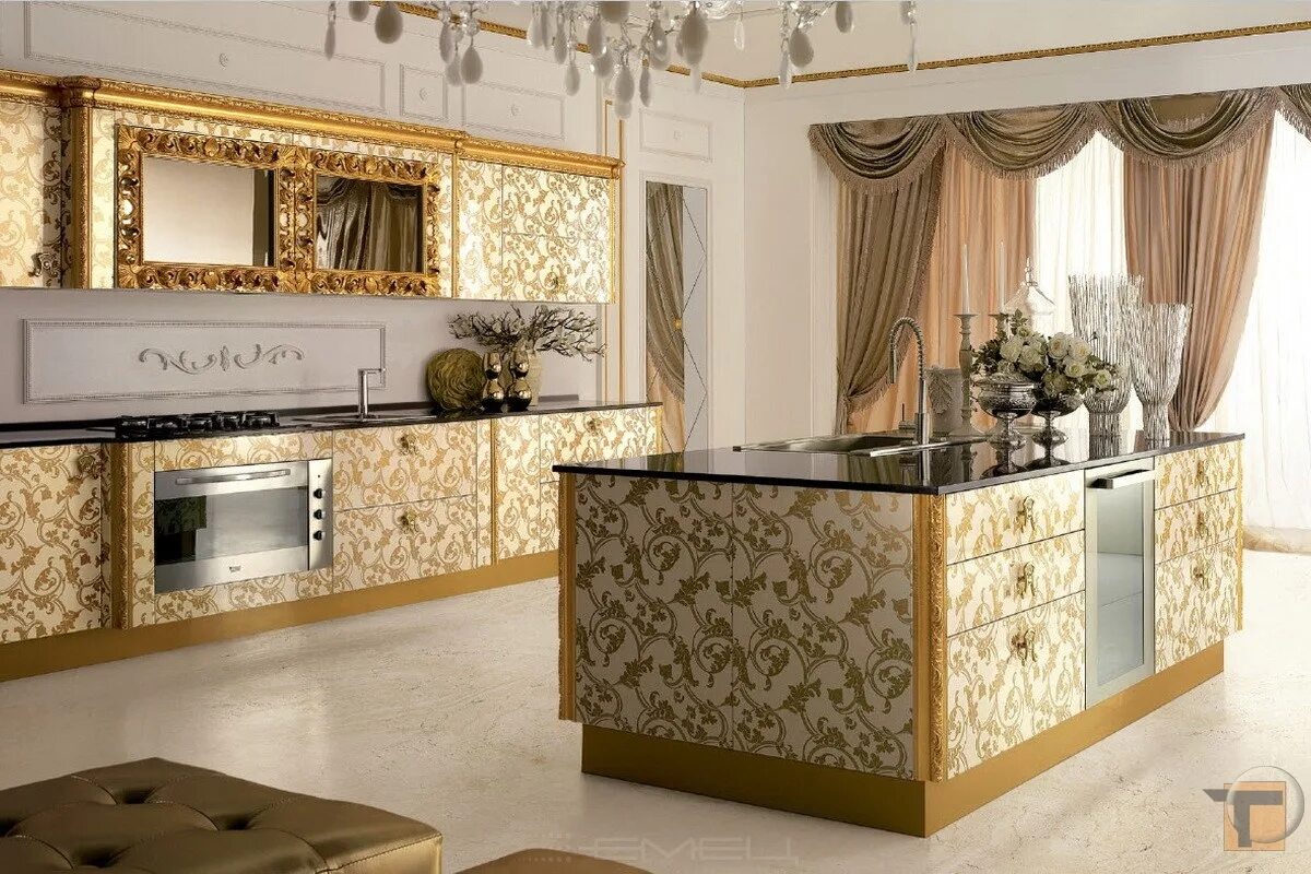 Золотая черная кухня. Кухня Версаче белая с золотом. Кухня Версаче белая с золотом фасад. Кухня в золотом цвете. Кухня в золотистых тонах.