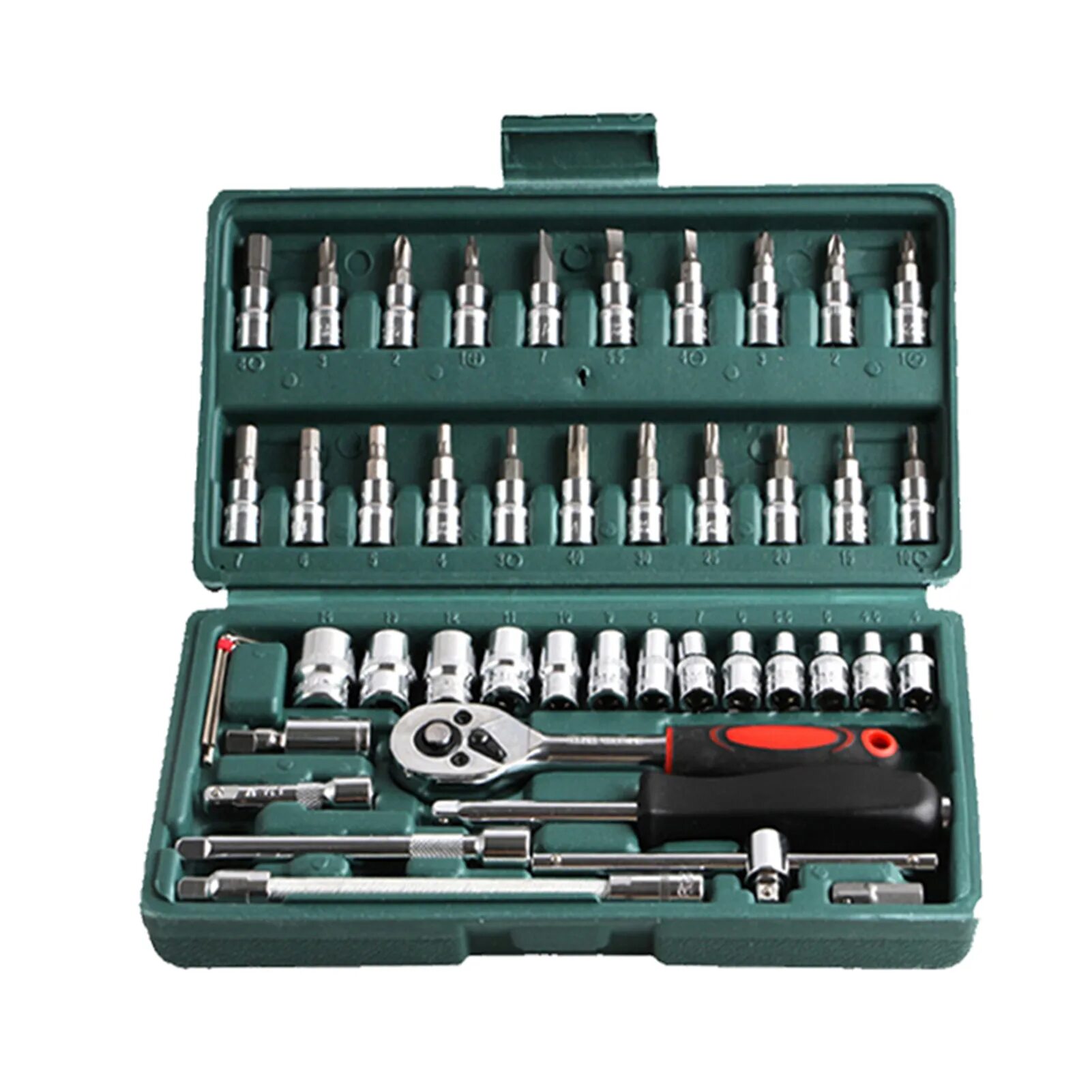 Набор головок с трещоткой для автомобиля. Socket Wrench Set набор инструментов. Набор инструментов 46 шт. Ключ трещетка АВТОДЕЛО набор. 46 PCS Socket Set 1/4.