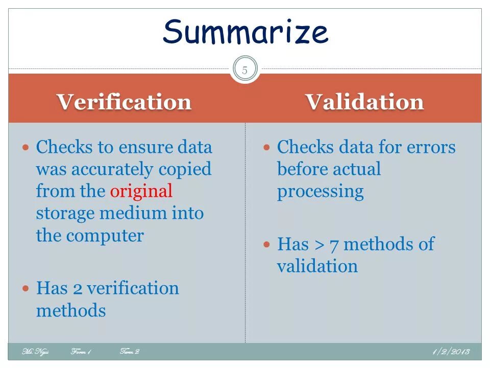 Verification and validation. Method verification