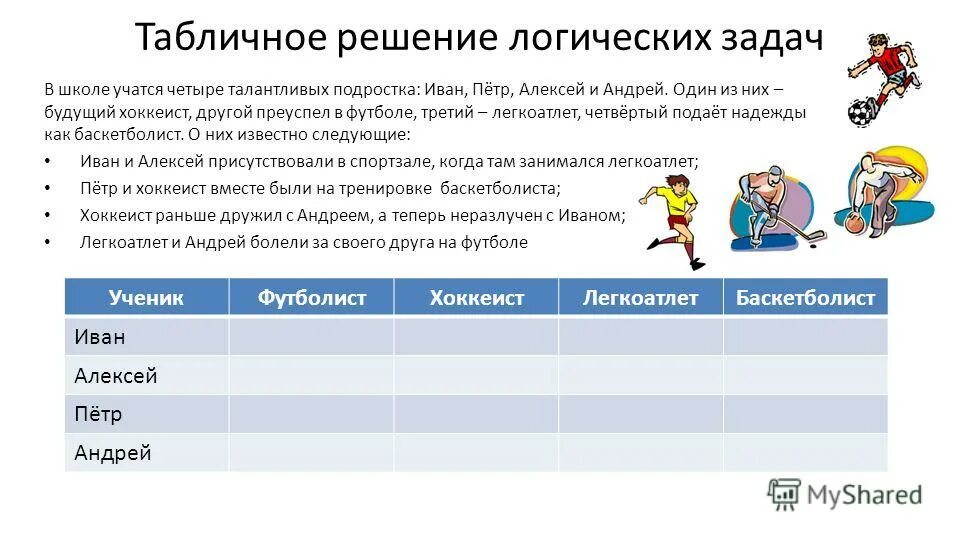 Составить логическую задачу самостоятельно. Табличное решение логических задач. Решить логическую задачу табличным способом. Решение задач табличным способом. Как решать логические задачи.