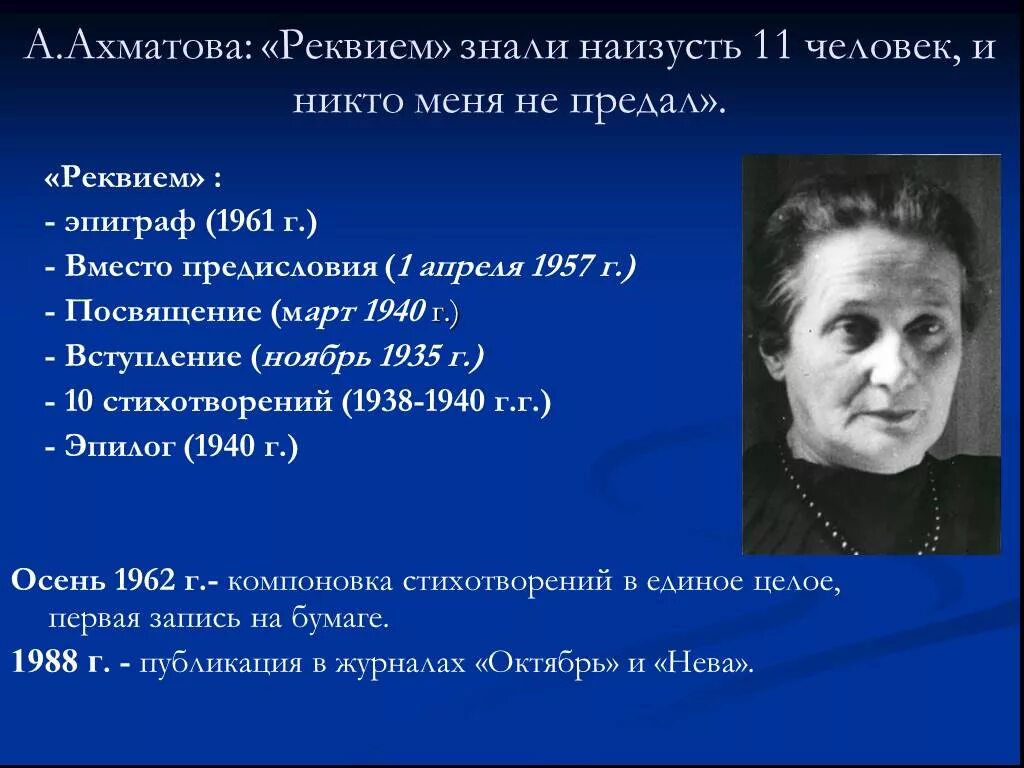 Ахматова биография реквием. Поэма «Реквием»(1935-1940). Предисловие Реквием Ахматова. Тема Реквием Ахматова.