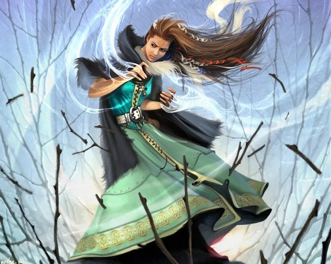 Мифические девушки. Рыжеволосая богиня. Девушка в платье фэнтези. Ведьма ветра. Рыжая ведьма.