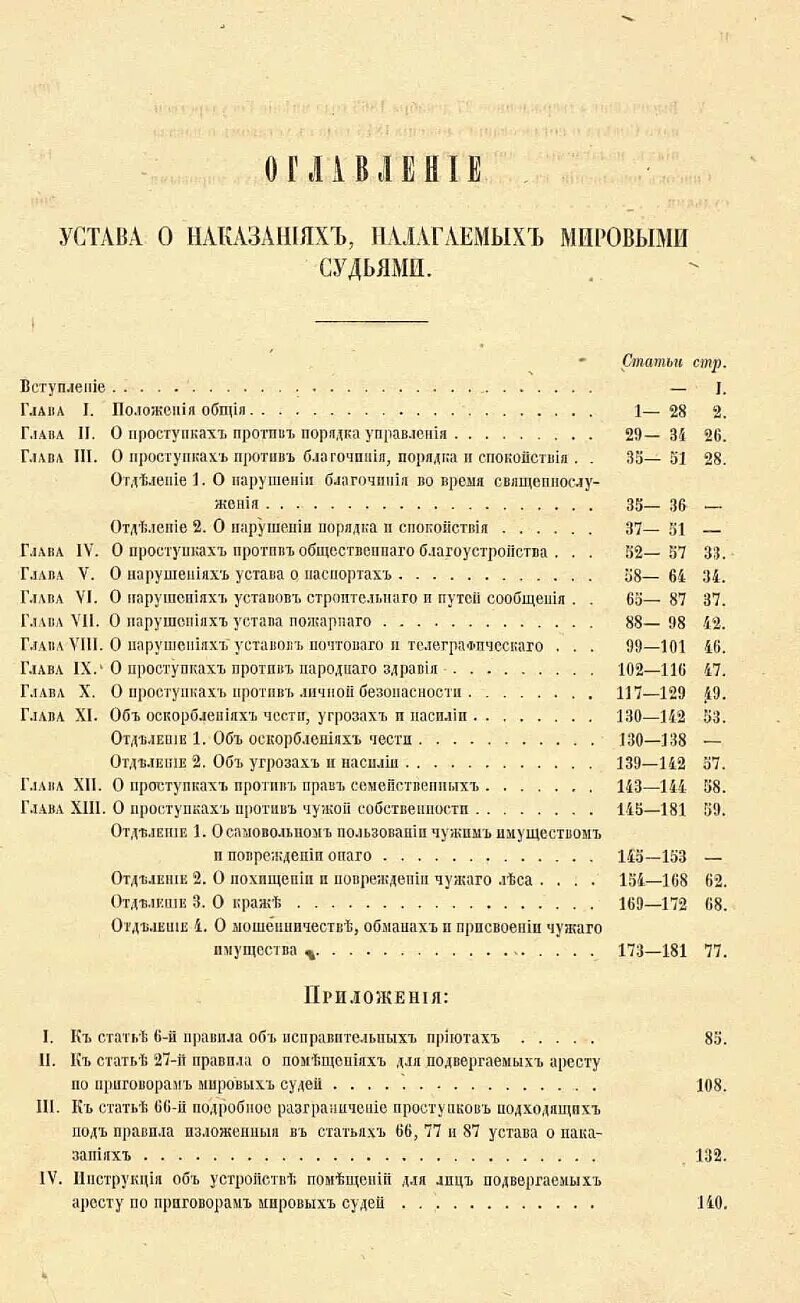 Устав о наказаниях налагаемых мировыми судьями. Устав о наказаниях налагаемых мировыми судьями