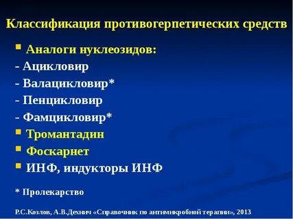 Новые противогерпетические препараты