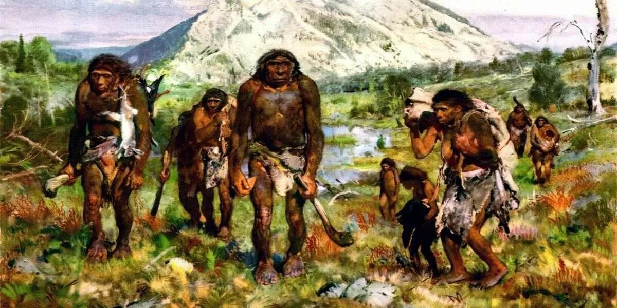 Древние люди неандертальцы и кроманьонцы. Племя неандертальцев. Кроманьонцы община. Древний человек.