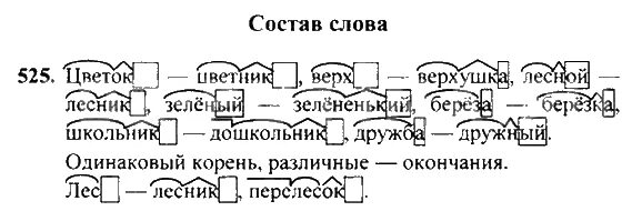 Лесник окончание слова. Русский язык 4 класс Рамзаева упражнение 525. Русский язык 4 класс упражнение 525. Русский язык 5 класс упражнение 525. Упражнение 525 3 класс русский.