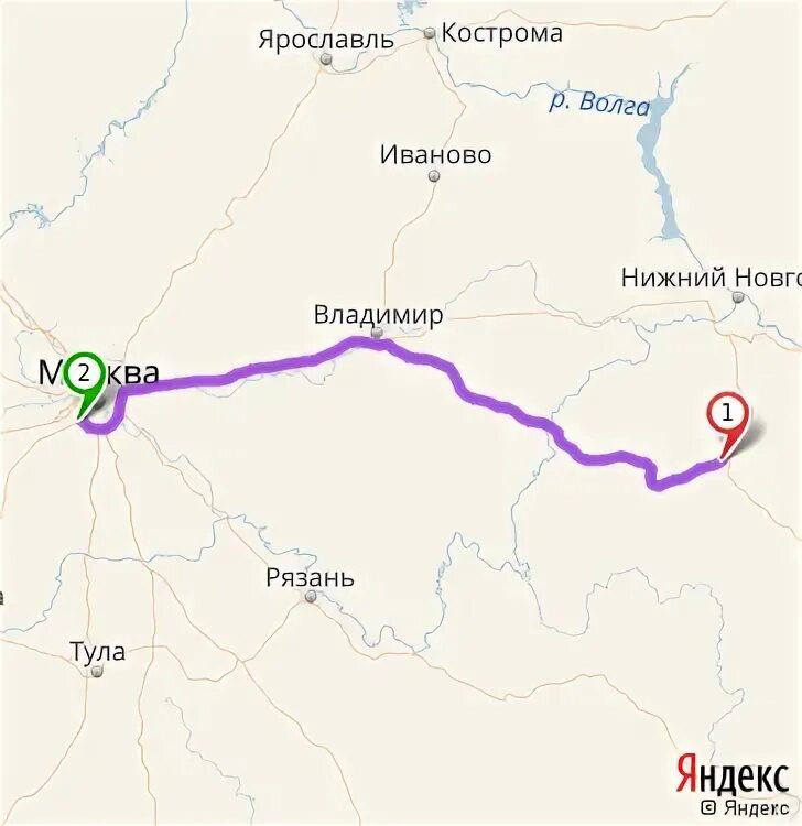 Москва арзамас расстояние на машине