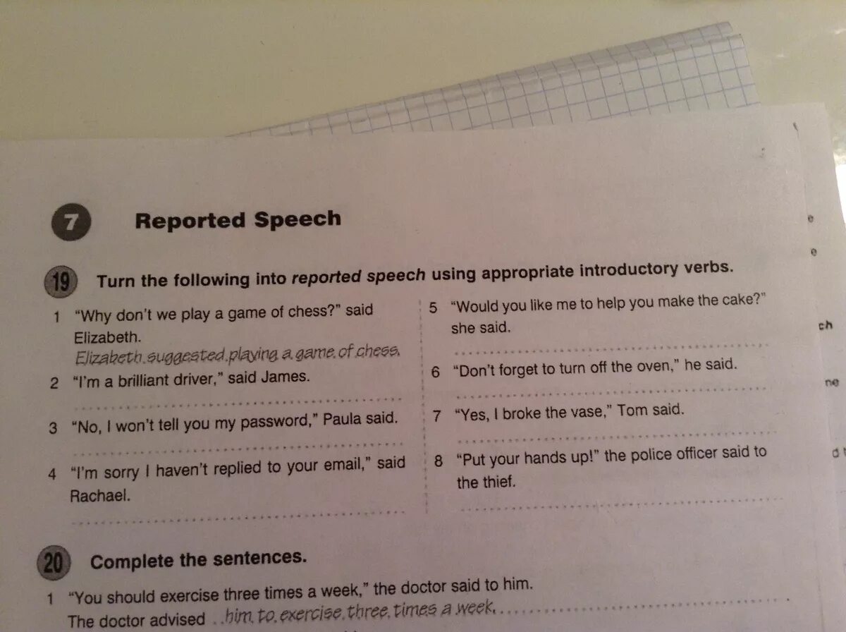 Turn the sentences into reported Speech. Turn the following sentences into reported Speech. Turn the following sentences into reported Speech using appropriate. Write the following sentences into reported Speech. Report what he said