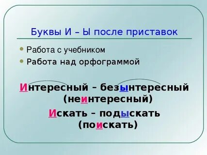И ы после приставок 10 класс