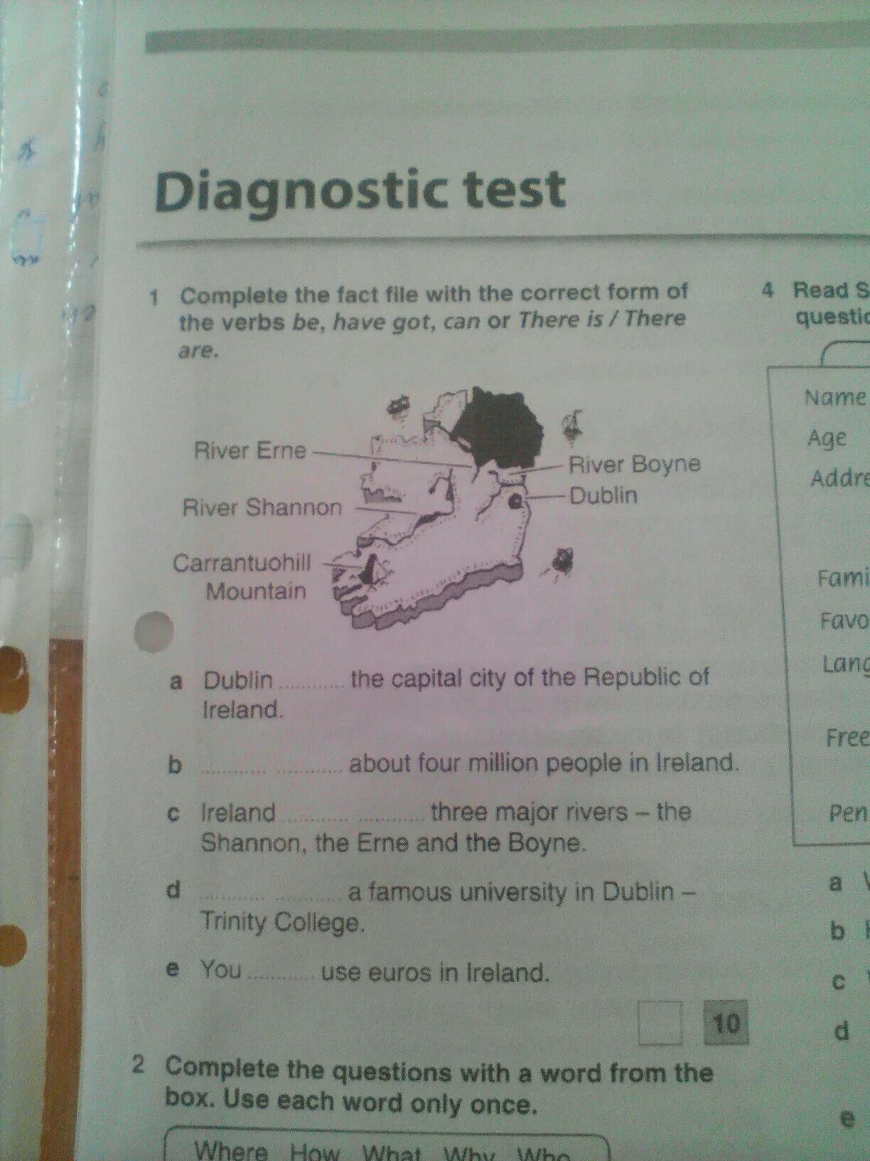 English test with answer. Diagnostic Tests английский язык. Diagnostic Test английский 8. Английский язык Diagnostic Test complete the fact file. Diagnostic Test по английскому 9 класс IX.