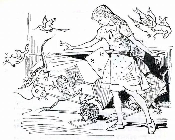 Алиса в стране чудес глава 2. Алиса в стране чудес 1958. Приключения Алисы иллюстрации. Иллюстрация к произведению Алиса в стране чудес. Иллюстрация к рассказу приключения Алисы.