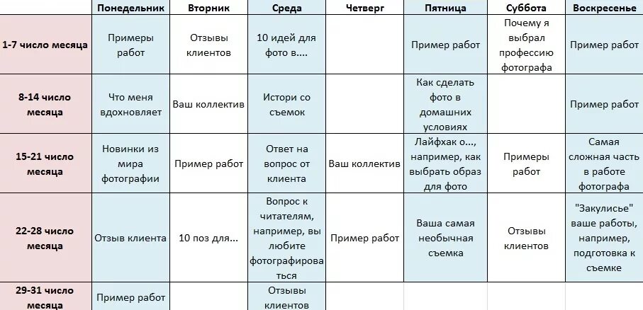 Контент график. Контент-план для сторис инстаграмма. контент план образец. контент план для фотографа. контент-план для инстаграмма образец.
