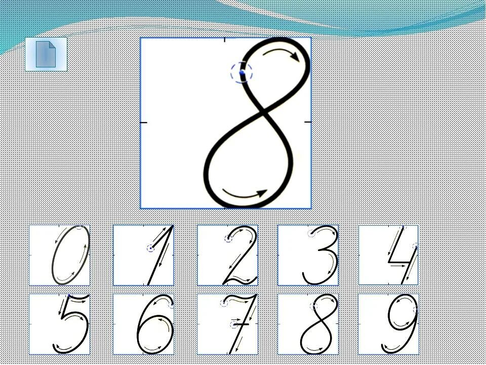 Написание цифр. Примеры написания цифр. Написание цифры восемь. Красивое написание цифр.