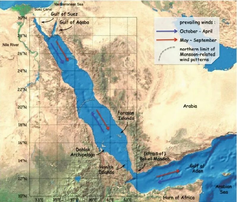 Средиземное красное моря карты