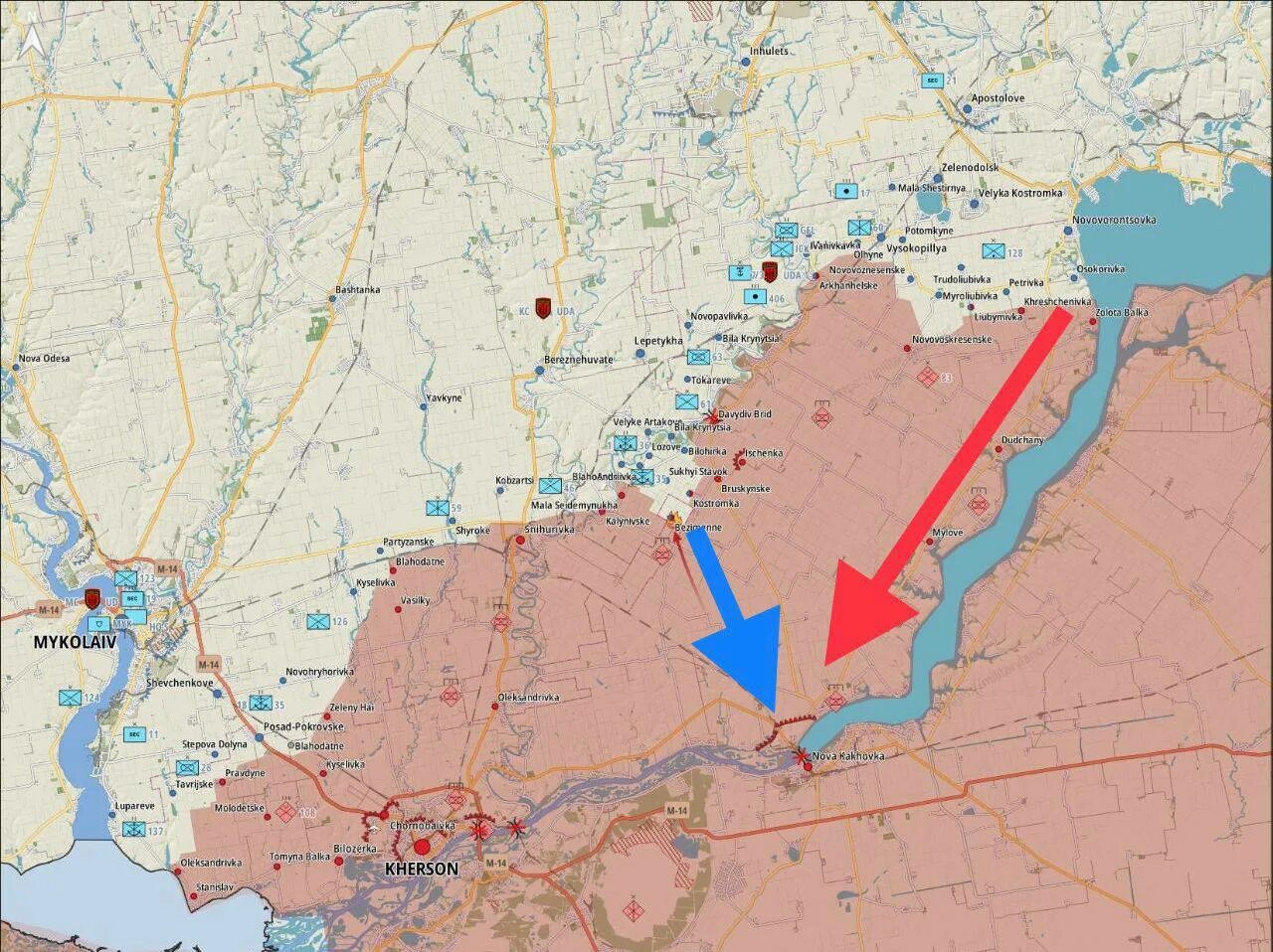 Карта украины херсонского направления. Линия фронта на Херсонском направлении. Бои на Херсонском направлении. Карта боёв Херсон. Карта Херсонского фронта.