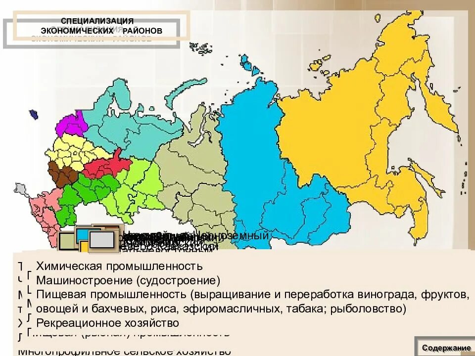 Отрасли хозяйственной специализации россии. Карта субъектов РФ С экономическими районами. Экономические районы России с субъектами. Субъекты РФ экономические районы. Специализация экономических районов.